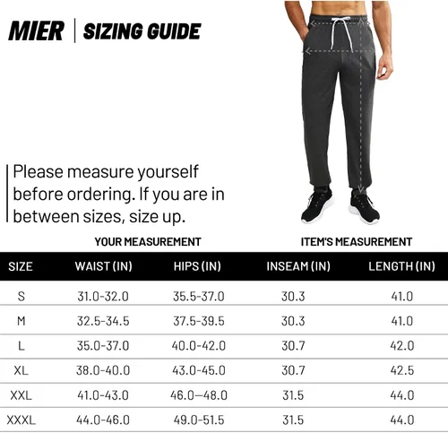 Vista 7 de MIER Men's Cotton Joggers Athletic Sweatpants for Gym Workout Active Lounge Jersey Track Pants with Pockets, Elastic Waist