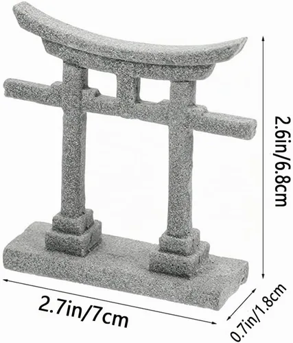 Vista 2 de livelyfish Decoración de pecera de puerta sintoísta japonesa Torii, estatua asiática de acuario, estatua asiática, santuario de Japón, puente