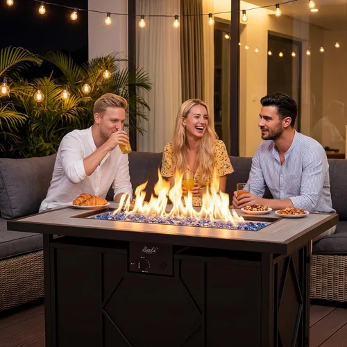 Vista 6 de BALI OUTDOORS - Mesa rectangular de gas propano para hoguera (42 pulgadas, 60.000 BTU)