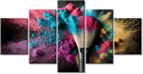 Vista 45 de Póster abstracto de labios de niña, cuadros dorados sobre lienzo, arte de pared, hermosos pósteres e impresiones en lienzo de 5 piezas, arte