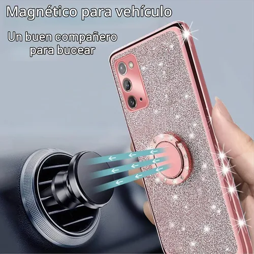 Vista 6 de Funda para Note 20, Galaxy Note 20 para mujer, con purpurina, suave, transparente, TPU de lujo, bonita funda protectora con correa de soporte