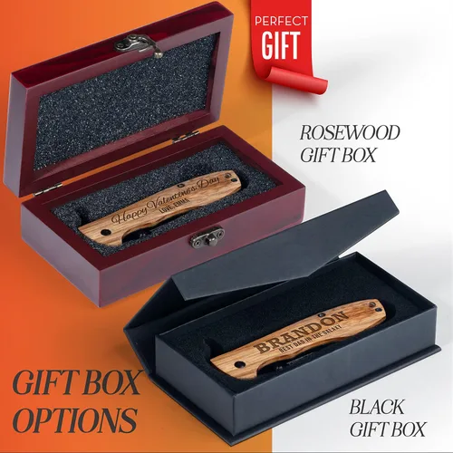 Vista 3 de Regalos para hombres, navaja de bolsillo personalizada para hombres 18 iconos opcionales - 10 opciones de fuente Regalos para hombres, cuchillos