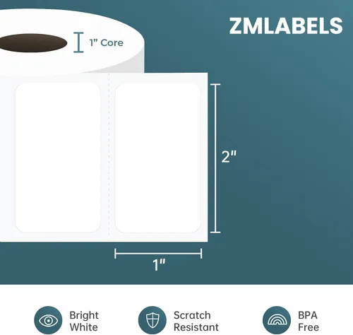 Vista 2 de Etiquetas térmicas compatibles de reemplazo para Zebra (【2" x 1"】 16 rollos/20800 etiquetas)