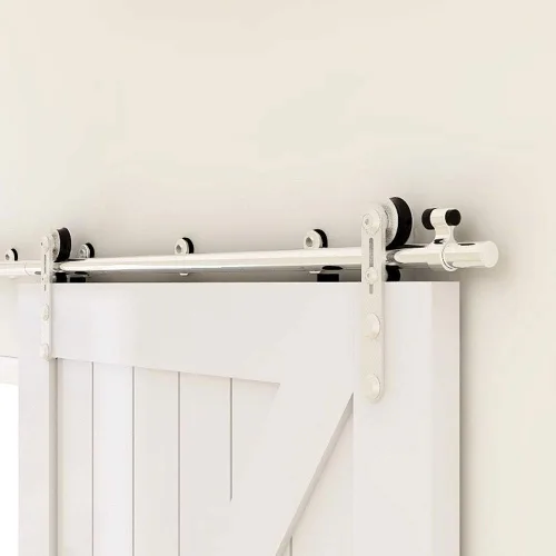 Vista 35 de TSMST Kit de herrajes para puerta corrediza de granero de 4 pies, riel de puerta de granero resistente de acero inoxidable para una sola puerta
