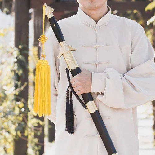 Vista 2 de Espada china borla larga seda Wushu Tai Chi Kung Fu chino artes marciales espada borla ejercicio accesorios de rendimiento espada accesorio Borla