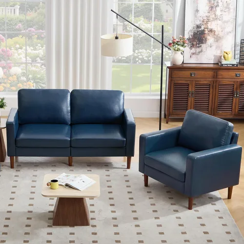 Vista 35 de Kingfun Silla decorativa, sillas de sala de estar, sillón de lectura de chenilla, de mediados de siglo con pie de madera maciza, decoración moderna