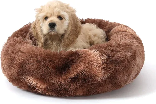 Vista 24 de NOYAL Cama Calmante en Forma de Rosquilla para Perros Pequeños a Medianos y Gatos - Cama de Mascotas de Felpa Sintética Anti-Ansiedad con Funda