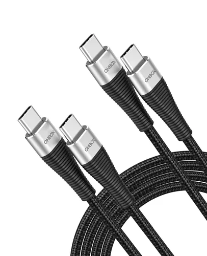 Vista 9 de Cable USB C a USB C, cargador USB C corto de 100 W, cable de carga rápida de 1 pie, paquete de 2 unidades Rojo