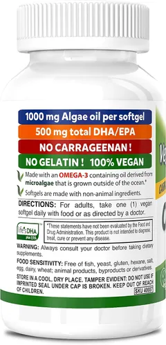 Vista 3 de DEVA Vegano Omega-3 DHA-EPA 500 MG, 60 cápsulas blandas sin gelatina