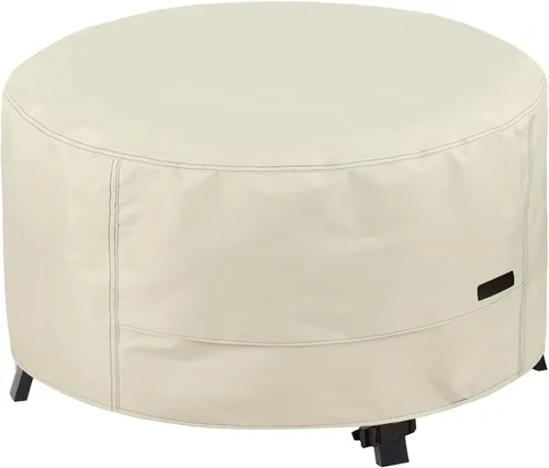 Vista 18 de NettyPro Cubierta para Fogata Redonda Impermeable para Exteriores Cubierta para Fogata para Mesa de Fogata de Gas Propano, 28 x 18 pulgadas, Negro