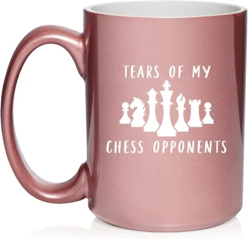 Vista 4 de Daylor Taza de café de cerámica con diseño de los oponentes de las lágrimas de mi ajedrez, regalo para ella, él, amigo, compañero de trabajo