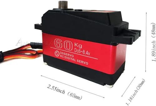 Vista 4 de 132.3 lbs Digital Servo 8.4V Engranaje De Acero Inoxidable De Alto Voltaje Gran Torque De Alta Velocidad Impermeable 1/5 Baja Servos - 180 Grados