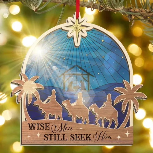 Vista 13 de FLAGWIX Regalos Cristianos de Navidad para Mujeres Fe - Adornos Acrílicos 2025 para Decoraciones de Árbol - Adorno de Cruz de Navidad, Regalos