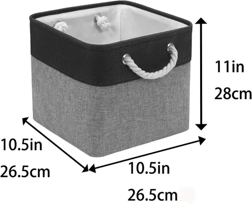 Vista 4 de Fabric Storage Cubes, 11 inch cube storage bin with Handles, 11x11cube storage organizer bins, Collapsible Storage Bins for Shelves and Home, Cubby