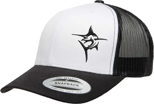 Vista 13 de Embroidered Swordfish Trucker Hat for Men & Women – Adjustable Mesh Back Snapback Baseball Cap for Fishing Negro-swwt