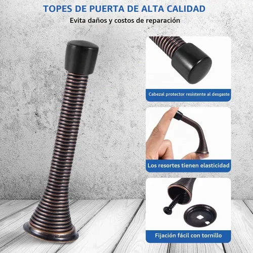 Vista 3 de KISEER - Paquete de 12 topes de puerta de resorte de 3 1/4 pulgadas, tapón de puerta de resorte flexible resistente con puntas de parachoques