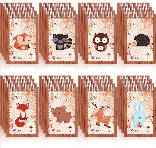 Vista 8 de Clabby Mini cuadernos de 32 piezas para niños, recuerdos de fiesta en el bosque, animales del bosque, animales del bosque, cuaderno en espiral