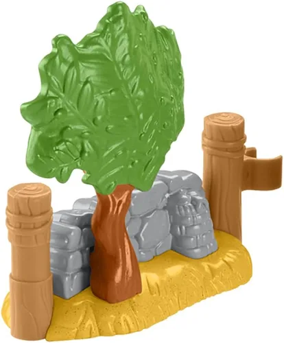 Vista 2 de Pieza de repuesto para juego de pesebre Fisher-Price Little People – HMX70 ~ Porción de valla de pared de árbol y piedra – Se engancha