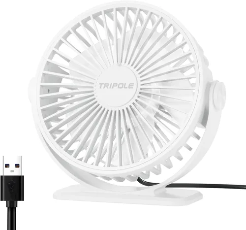 Vista 11 de TriPole Ventilador de Escritorio USB Pequeño Ventilador Personal Portátil, 3 Velocidades Ajustables Brisa Fuerte Mini Ventilador Eléctrico, Rotación