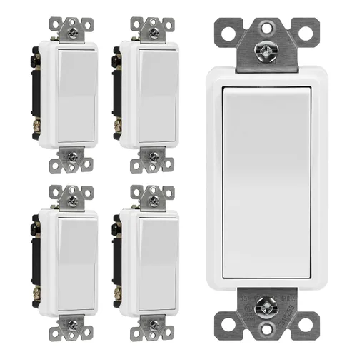 Vista 12 de ENERLITES Interruptor de luz de paleta decorativa de 3 vías, acabado brillante, un solo polo o tres vías, 3 cables, tornillo de puesta a tierra