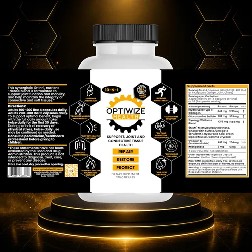 Vista 7 de OptiWize Colágeno hidrolizado 10-N-1, soporte para articulaciones, MSM, ácido hialurónico, glucosamina, condroitina y más: se dirige a las molestias