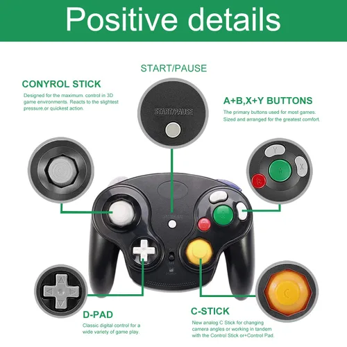 Vista 2 de TOOPONE Wireless Gamecube Controllers, Classic Gamecube Wavebird Wireless wii Controller Remote Gamepad Joystick for Nintendo Gamecube Console