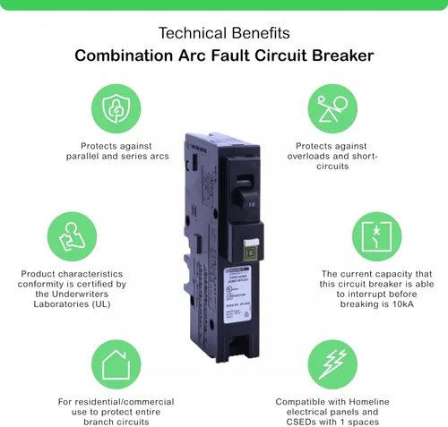 Vista 9 de Square D by Schneider Electric Homeline - Mini disyuntor de 15 amperios, 1 polo, 120 V CA, capacidad de ruptura de 10 kA, montaje enchufable