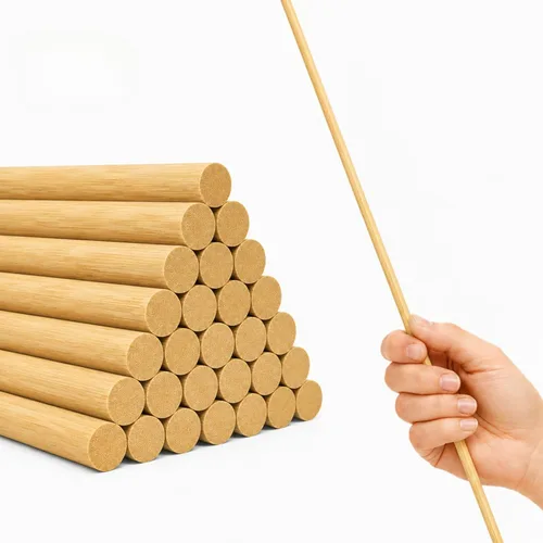 Vista 16 de 10 varillas de bambú de 1/2 pulgadas x 48 pulgadas de largo, clavijas redondas de madera para manualidades, proyectos escolares, palos de madera