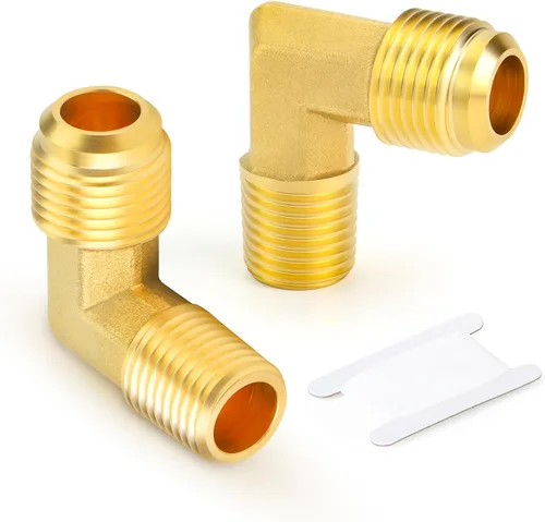 Vista 25 de GASHER Adaptador de codo de montaje de tubo de latón de 1/2 pulgada flare x 1/2 pulgada NPT macho Pipe