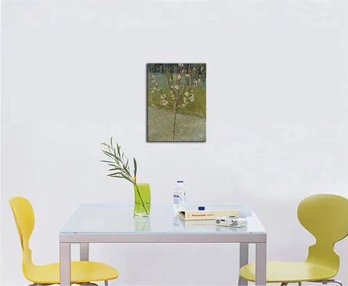 Vista 6 de Wieco Art Lienzo de árbol de almendro en flor, reproducción de pintura al óleo famosa de Van Gogh, arte de pared clásico abstracto de flores listo