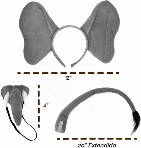 Vista 5 de Squirrel Products Juego de accesorios para disfraz de diadema de elefante