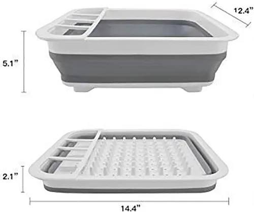 Vista 5 de Ahyuan Escurridor de platos plegable, organizador portátil para cocina, caravana, caravana, remolques, viajes, ahorro de espacio, bandeja