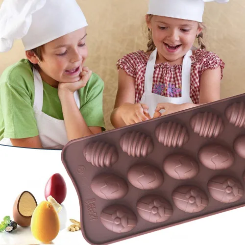 Vista 7 de Molde de silicona para chocolate de Pascua, molde de silicona con forma de huevo, moldes para hornear para dulces de Pascua, mini jabón, pastel