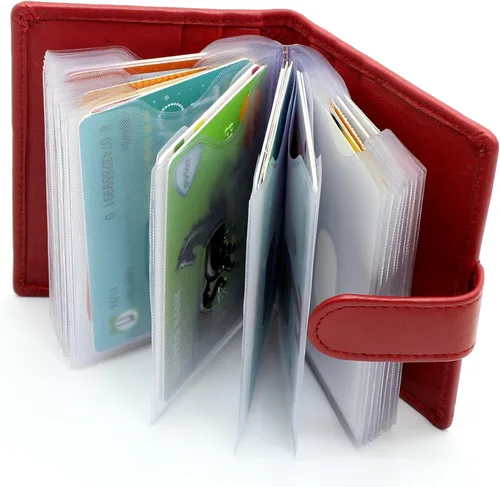 Vista 3 de STARHIDE Soft Genuine Leather Compact Credit Debit Card Holder Case with Removable Plastic Sleeves 210