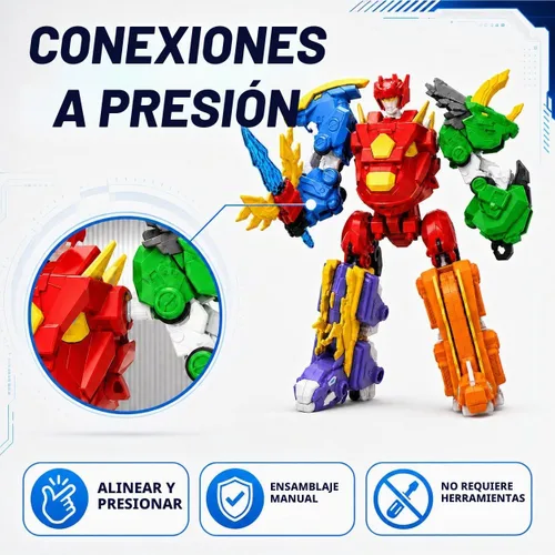 Vista 5 de Juego de juguetes de dinosaurio robot 5 en 1: gran kit de robot transformable para desmontar con 5 figuras de acción de dinosaurio - juguetes