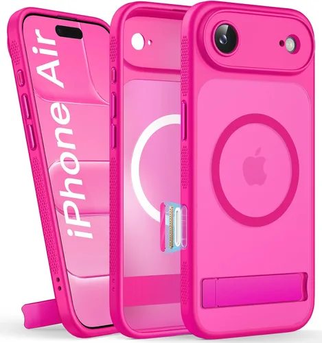 Vista 47 de BXYJY Funda magnética para iPhone Air con soporte, compatible con MagSafe, botón de control de cámara, protección completa de la lente, caída