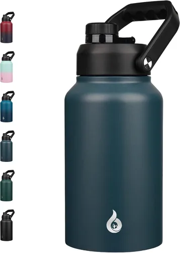 Vista 9 de BJPKPK Botella de agua aislada de un galón (128 onzas), de acero inoxidable, apta para lavavajillas, jarra sin BPA con mango ergonómico y parte