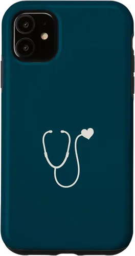 Vista 8 de iPhone 16 Dark Peacock Blue - Estuche para estetoscopio de corazón para enfermera o médico