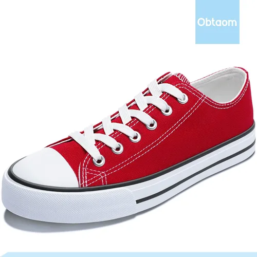 Vista 3 de Obtaom - Tenis de lona modernos con diseño de caña baja y de calce fácil para mujeres