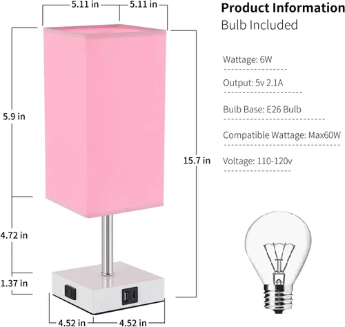 Vista 5 de Lámpara de mesa con control táctil, 3 modos regulables, puertos USB C+A y tomacorriente, lámpara de noche para decoración de dormitorio y sala
