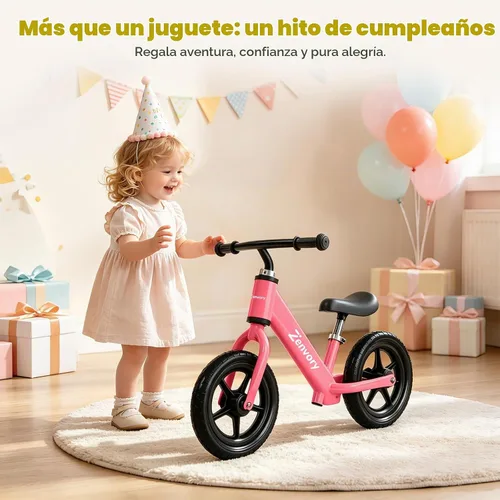 Vista 6 de Toddler Balance Bike Age 2-5, 12 Inches, Tool-Free Adjustable Rosa intenso