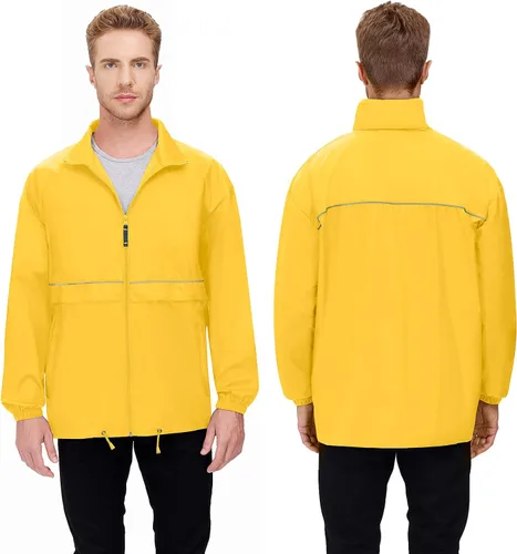 Vista 3 de TIHEEN Chaqueta impermeable para hombre, para ciclismo, correr, con capucha, cortavientos, senderismo, abrigo para lluvia
