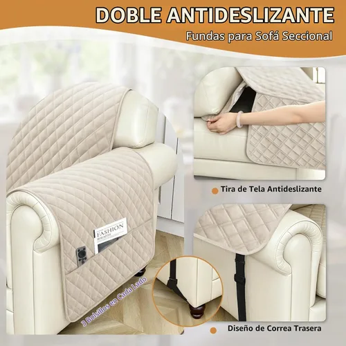 Vista 4 de Arfntevss Fundas impermeables para sofá modular en forma de L, lavable, de terciopelo, para sofá seccional, antideslizante, fundas de esquina