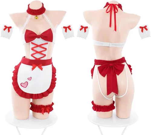 Vista 13 de Sirvienta cosplay lencería sexy mujeres francesas delantal de Halloween ropa de criada