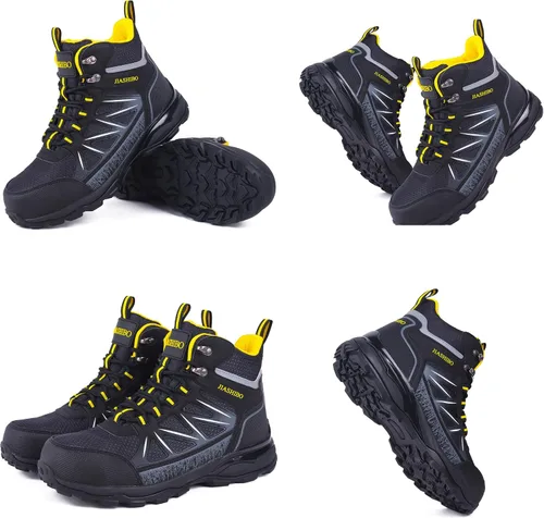 Vista 4 de Botas de trabajo con punta de acero para mujer, botas de trabajo aisladas, zapatos de punta de acero, botas de construcción cómodas, botas