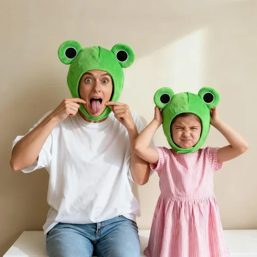 Vista 8 de Amosfun Sombrero de rana de felpa para adulto, divertido sombrero de animal de felpa con ojos grandes, lindo accesorio de disfraz de rana