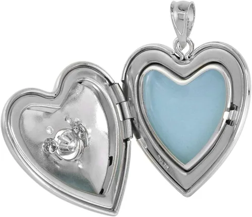 Vista 2 de Collar de plata de ley con circonio cúbico de 1.0in con forma de corazón y corazón para mujer
