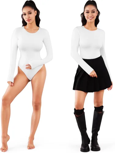Vista 2 de MANGOPOP Camiseta básica de manga larga con cuello redondo para mujer