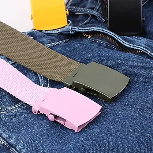 Vista 6 de Cinturones de lona para mujer, cinturón táctico militar de nailon con hebilla de medalla, color caramelo