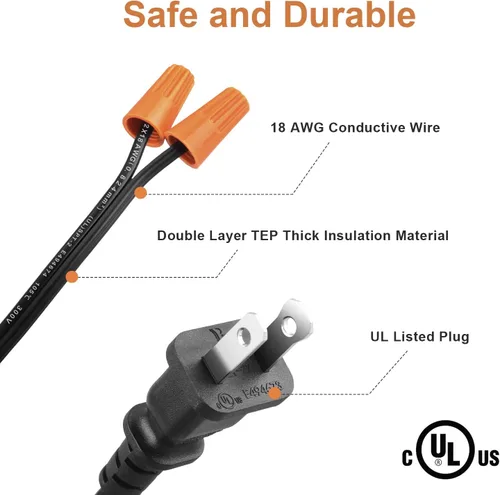 Vista 5 de Gladfresit - Cable de lámpara con interruptor de botón, enchufe de cable negro, extremos pelados listos para cableado Gladfresit, 6 pies